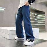 Graduation school pants for kids boyKids Korean Style Denim Cargo Pants, Casual Loose Baggy Maong Pants.