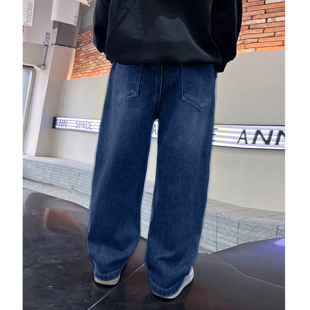 Graduation school pants for kids boyKids Korean Style Denim Cargo Pants, Casual Loose Baggy Maong Pants.