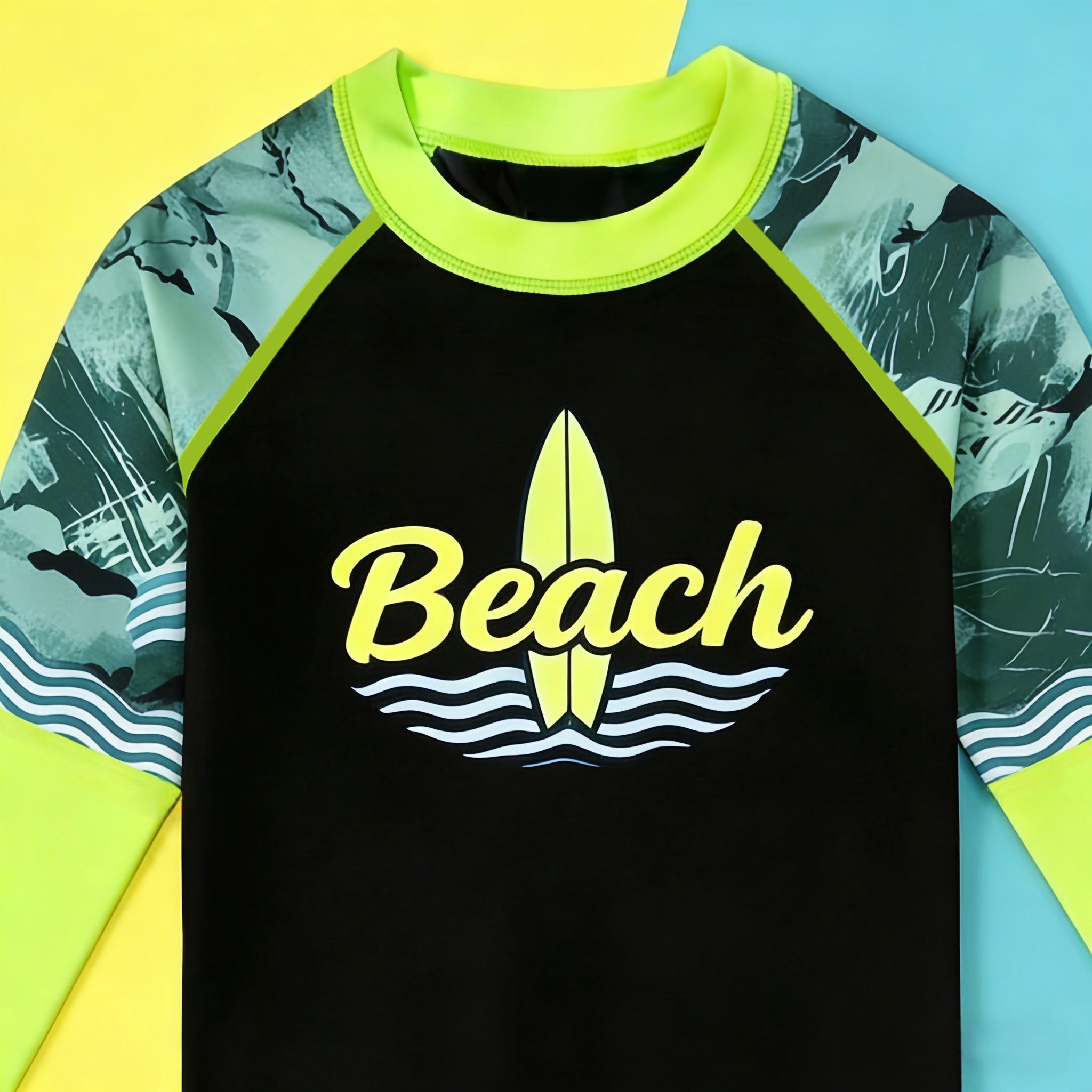 New 2PC Rashguard Set for Kids New Long Sleeve Tops + Short Quick Dry Swimwear for Boys 3-11Y