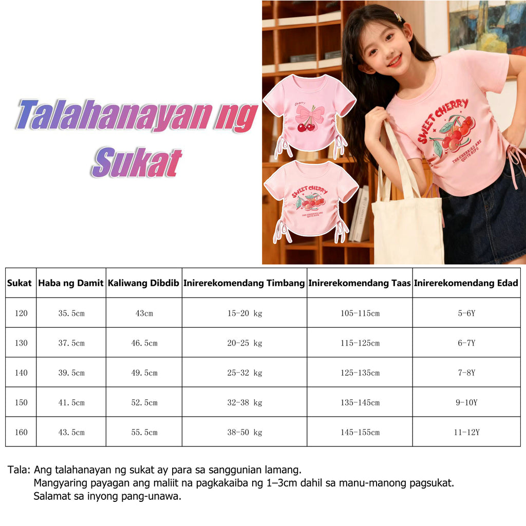 Girls' Back to School Pink Crop Top Shirt Korean Style Butterfly & Floral Print Design OOTD Tops for Girls Soft Breathable Fabric Trendy Everyday Wear short