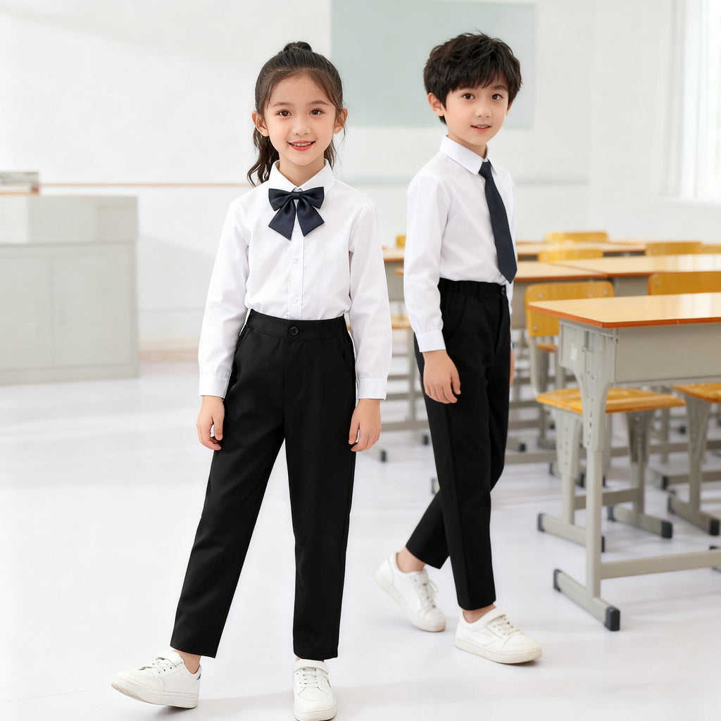 Kids Black Pants Pagbubukas ng Klase Slacks Trouser Unisex Formal Black School Pants for Boys 4-14Y