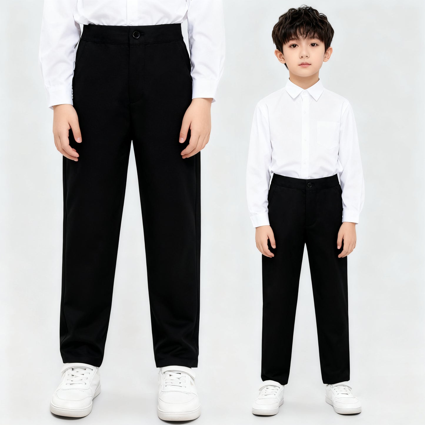 Kids Black Pants Pagbubukas ng Klase Slacks Trouser Unisex Formal Black School Pants for Boys 4-14Y