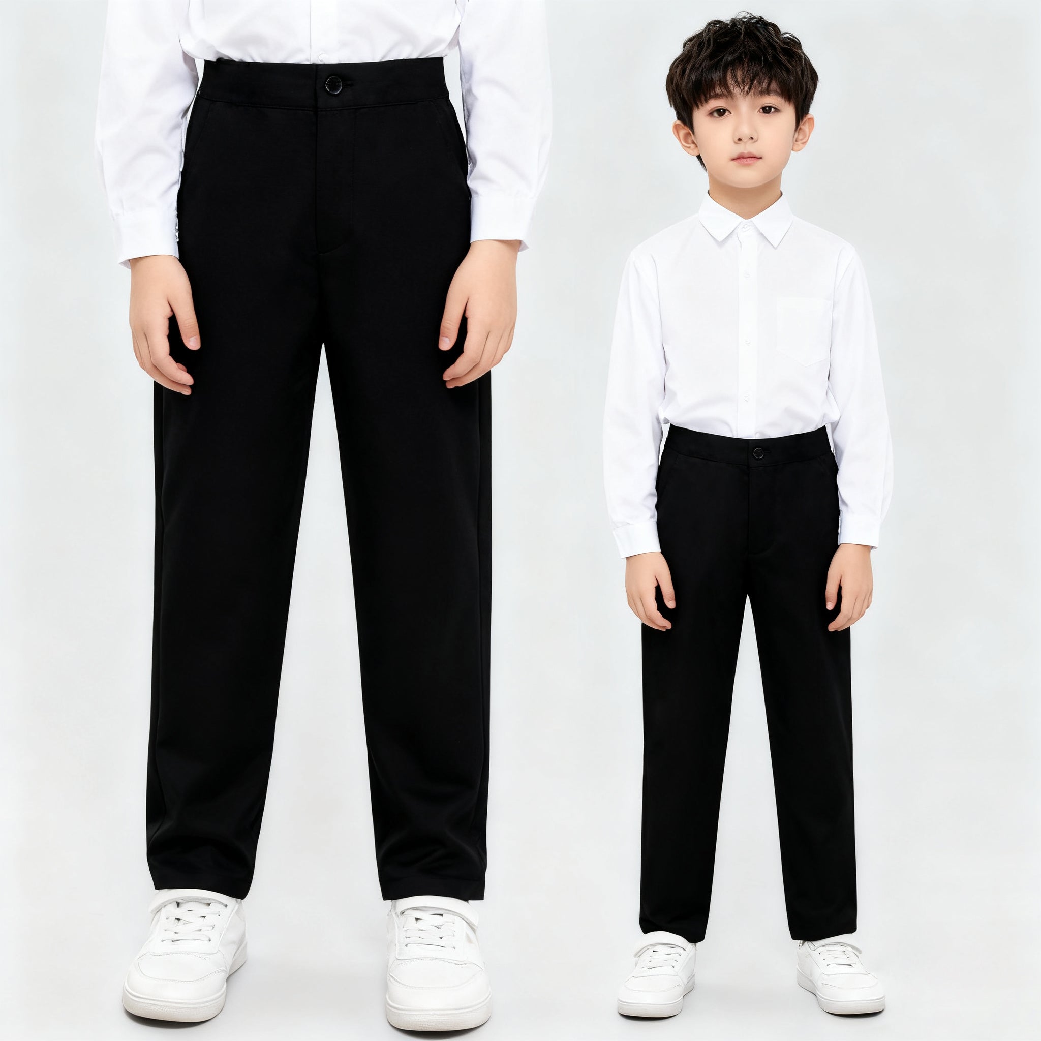 Kids Black Pants Pagbubukas ng Klase Slacks Trouser Unisex Formal Black School Pants for Boys 4-14Y