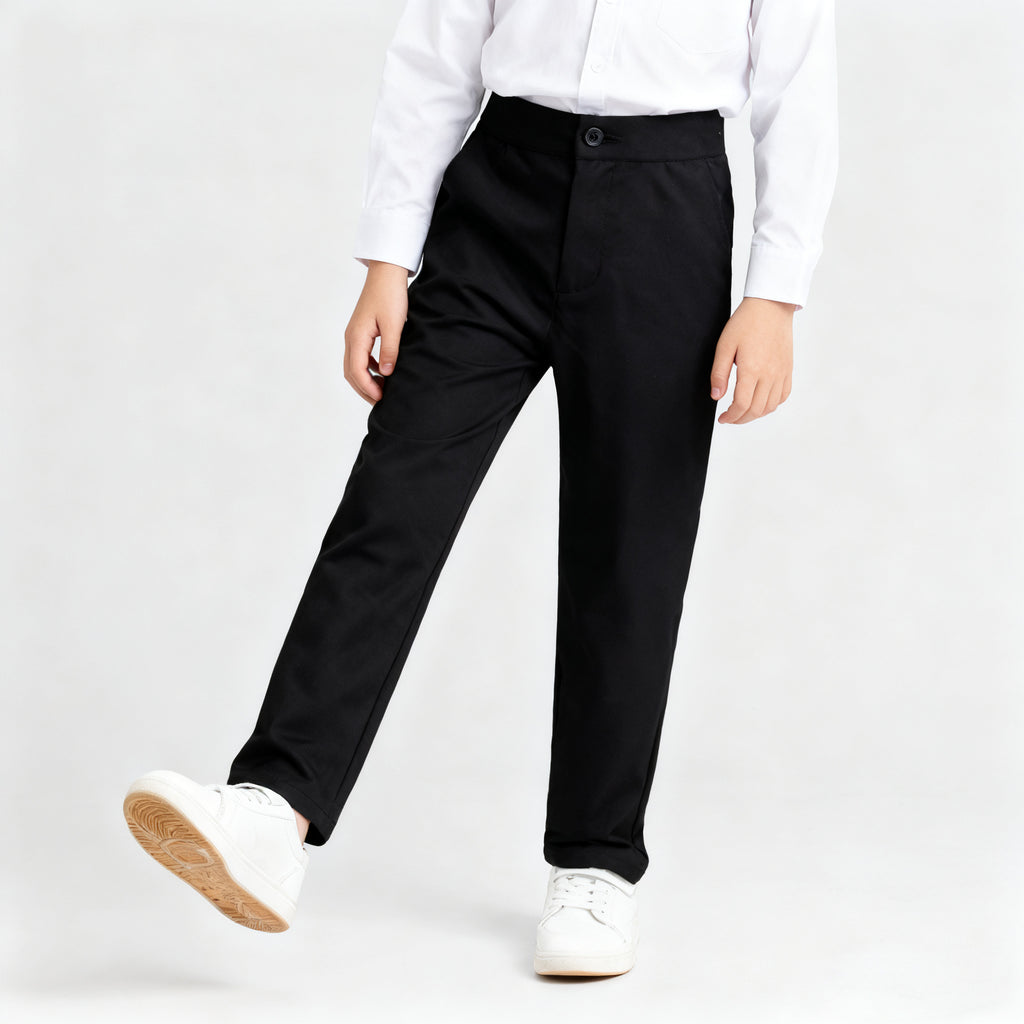 Kids Black Pants Pagbubukas ng Klase Slacks Trouser Unisex Formal Black School Pants for Boys 4-14Y
