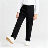 Kids Black Pants Pagbubukas ng Klase Slacks Trouser Unisex Formal Black School Pants for Boys 4-14Y