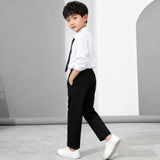 Kids Black Pants Pagbubukas ng Klase Slacks Trouser Unisex Formal Black School Pants for Boys 4-14Y
