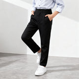 Kids Black Pants Pagbubukas ng Klase Slacks Trouser Unisex Formal Black School Pants for Boys 4-14Y