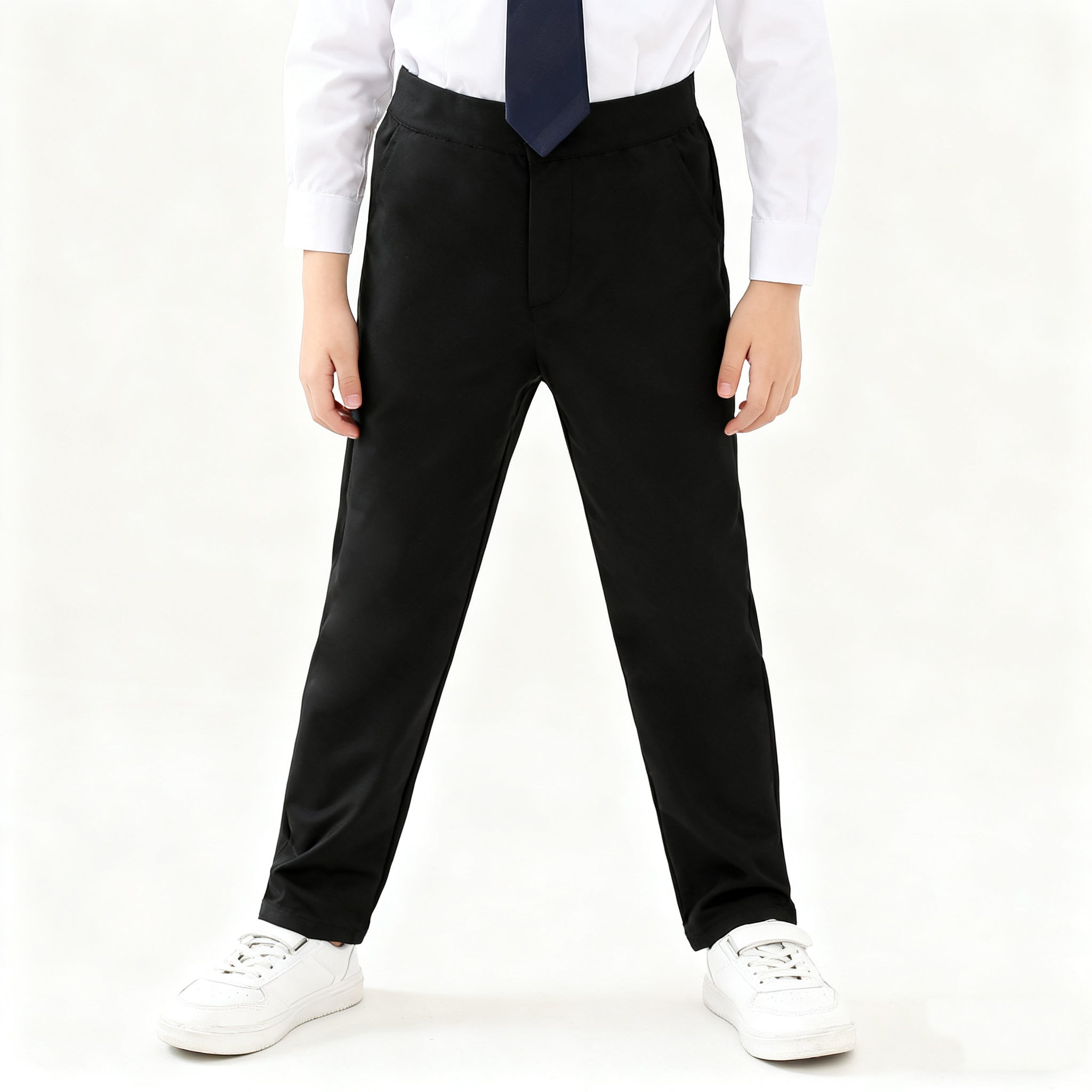 Kids Black Pants Pagbubukas ng Klase Slacks Trouser Unisex Formal Black School Pants for Boys 4-14Y