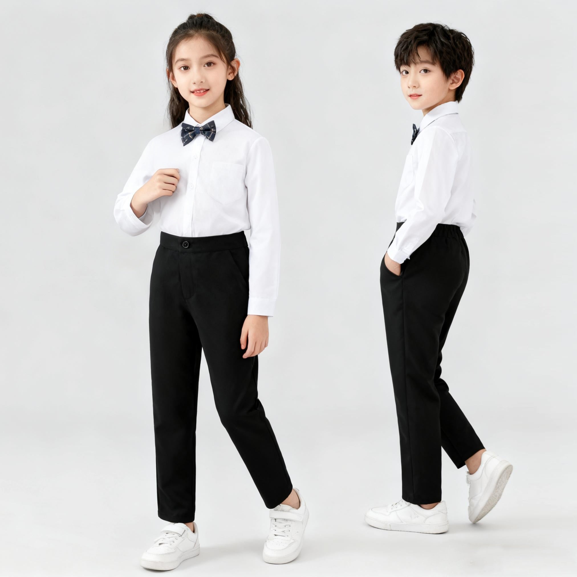 Kids Black Pants Pagbubukas ng Klase Slacks Trouser Unisex Formal Black School Pants for Boys 4-14Y