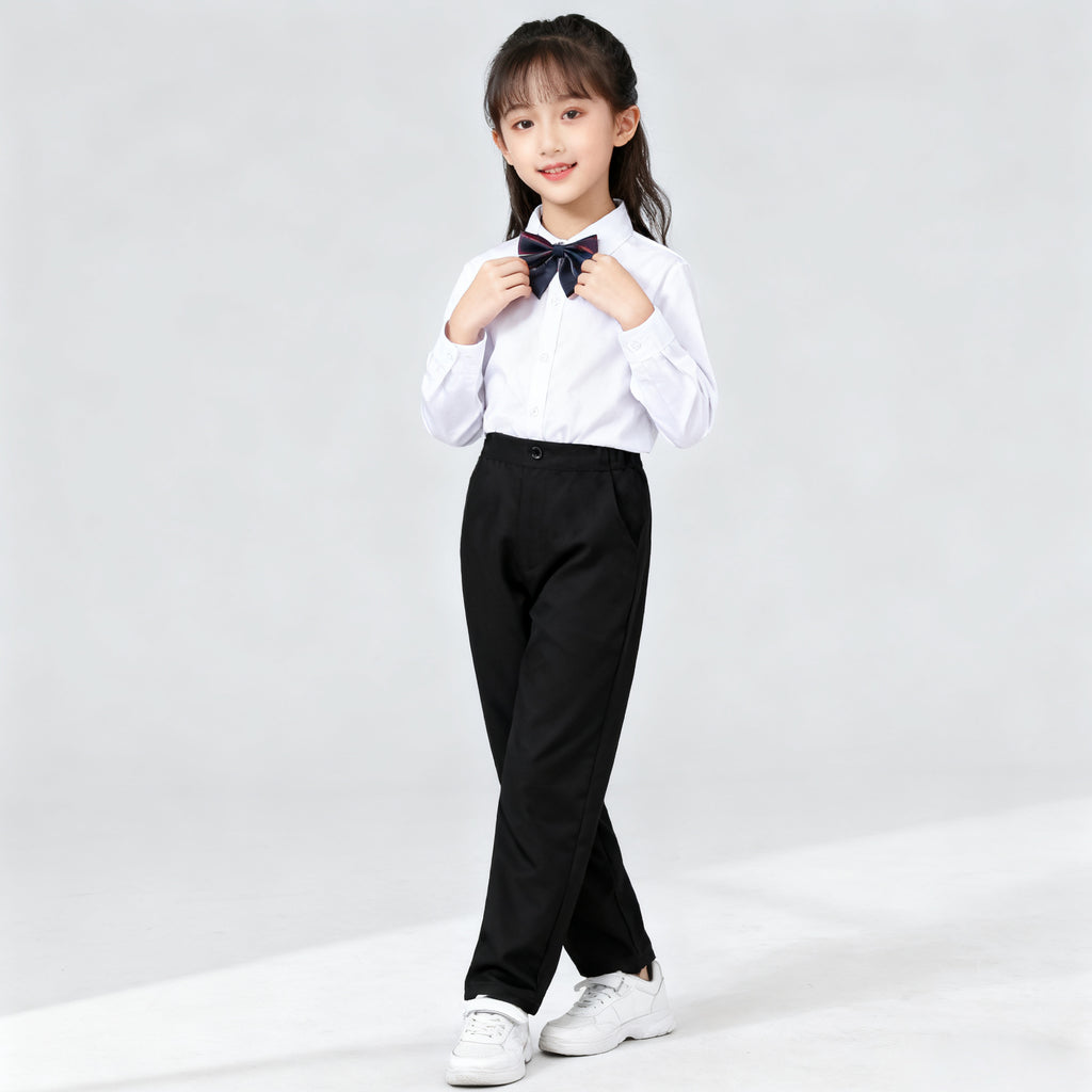 Kids Black Pants Pagbubukas ng Klase Slacks Trouser Unisex Formal Black School Pants for Boys 4-14Y