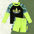 New 2PC Rashguard Set for Kids New Long Sleeve Tops + Short Quick Dry Swimwear for Boys 3-11Y