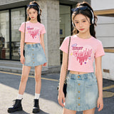 Girls' Denim Mini Skirt Summer Lightweight - Light Blue Washed A-Line Skirt with Front Button Closure - Versatile Casual Half Skirt for Kids