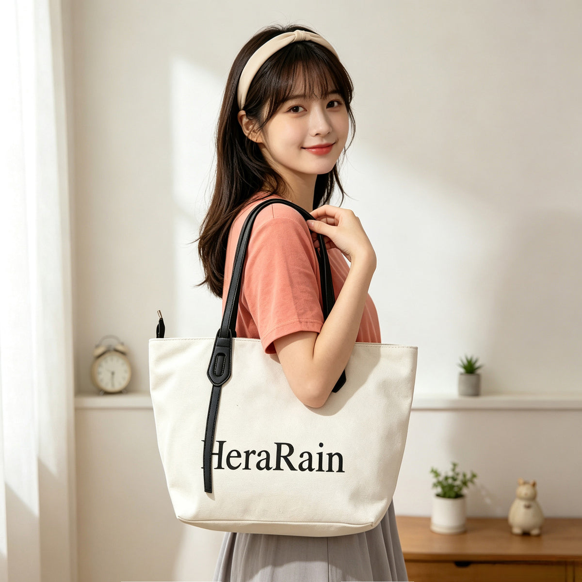 Chic Minimalist Style Shoulder Bag Trendy HeraRain Design Everyday Casual Office School Tote Bag for Women