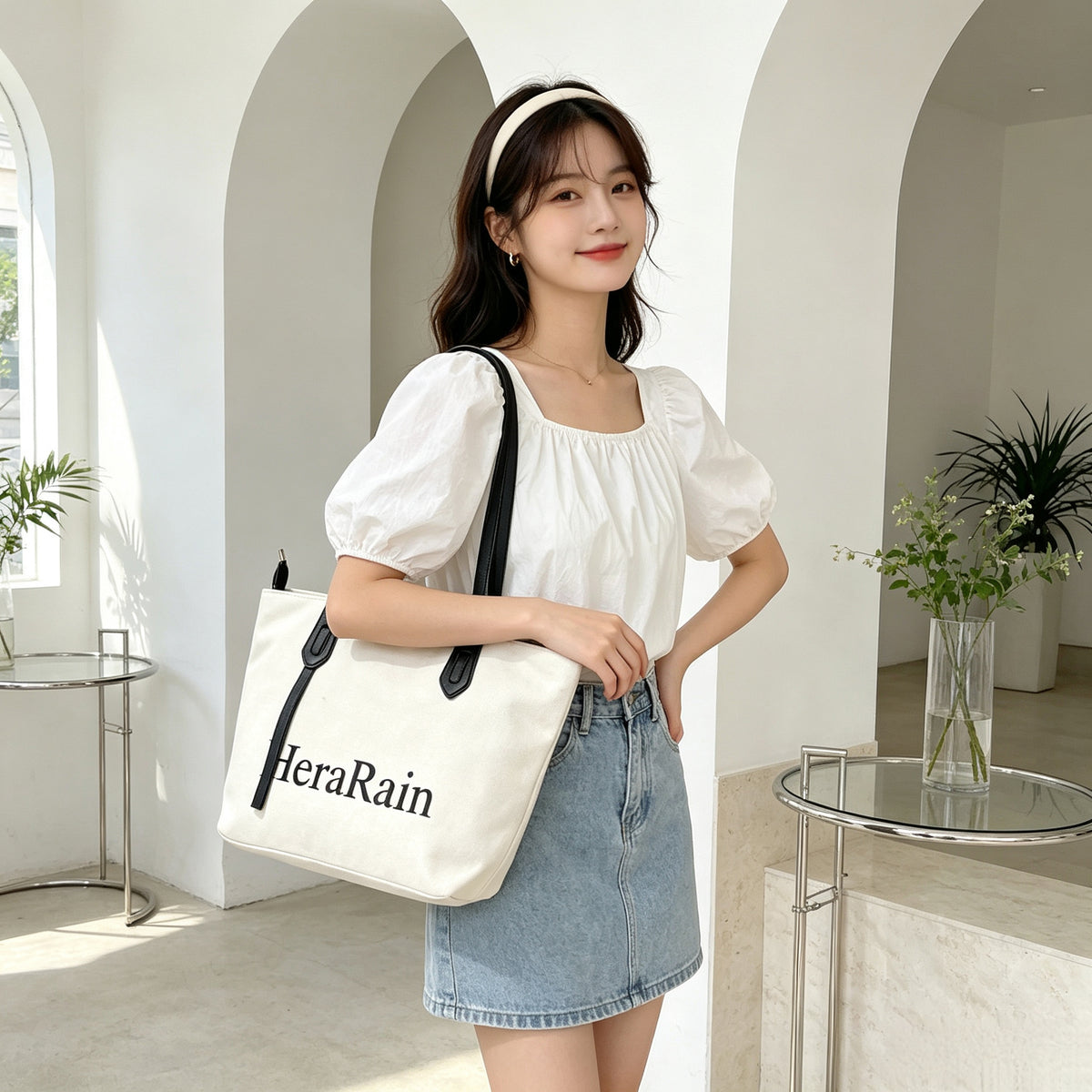 Chic Minimalist Style Shoulder Bag Trendy HeraRain Design Everyday Casual Office School Tote Bag for Women