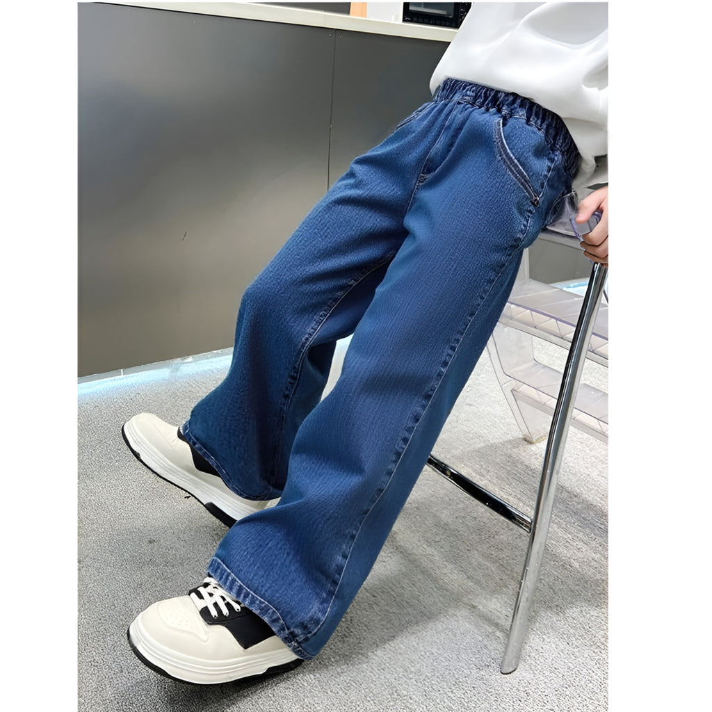 Graduation school pants for kids boyKids Korean Style Denim Cargo Pants, Casual Loose Baggy Maong Pants.