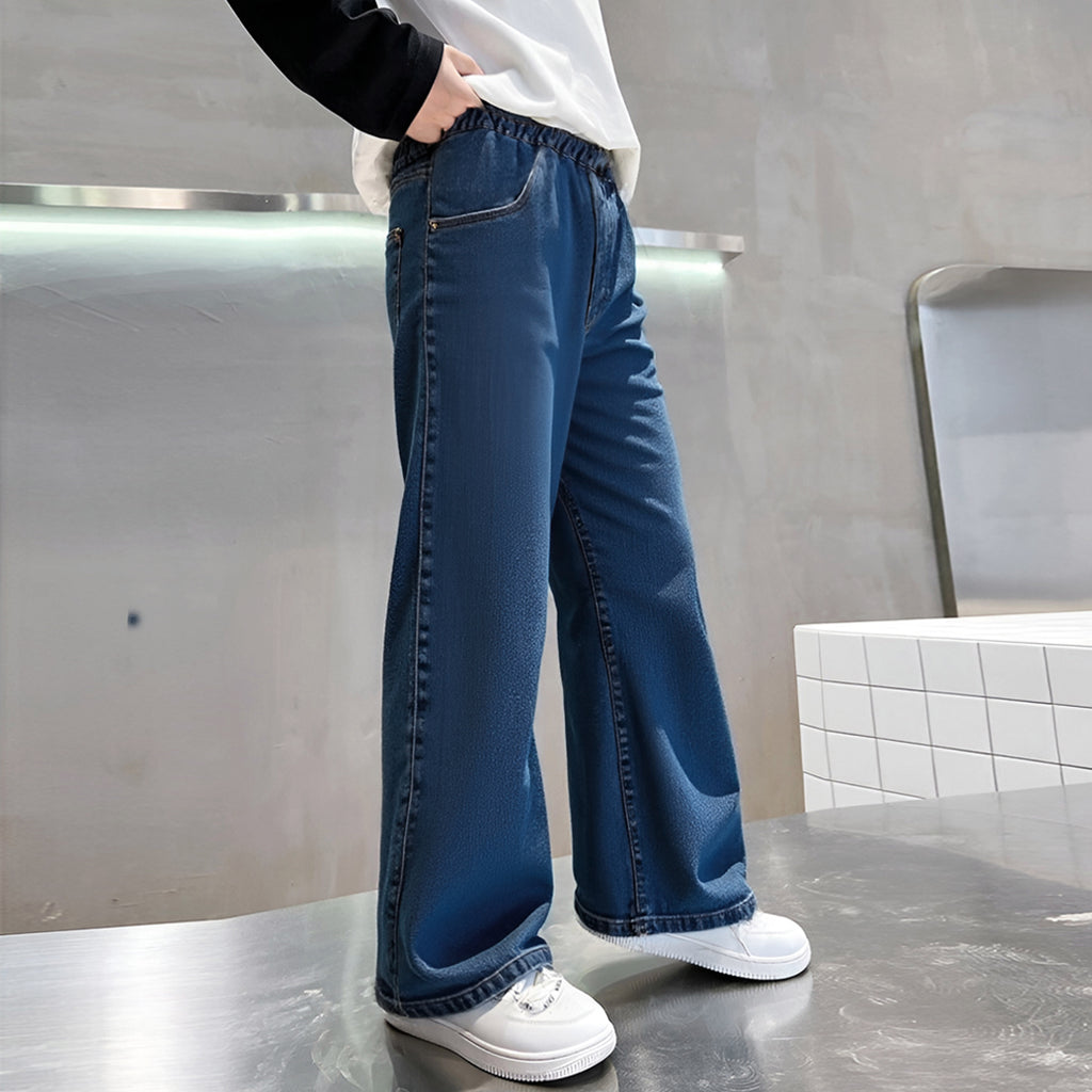Graduation school pants for kids boyKids Korean Style Denim Cargo Pants, Casual Loose Baggy Maong Pants.