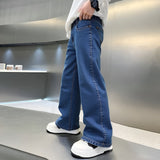 Graduation school pants for kids boyKids Korean Style Denim Cargo Pants, Casual Loose Baggy Maong Pants.