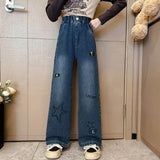 【Sweet & Casual】Girls' Loose Fit Jeans with Pink Bow Side Decor - Elastic Waist & Comfortable pants girls
