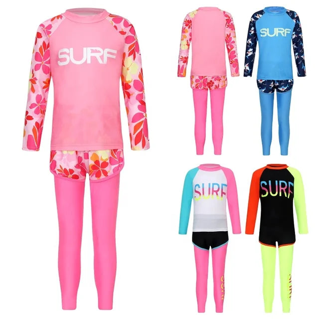 Kids 3-Piece Rashguard Swimsuit - UPF 50+ Sun Protection (3-12Y)