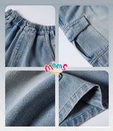Boys' Loose Denim Shorts for Kids High Quality Korean Style Blue-Gray Maong Casual Denim Middle Pants Public New Year
