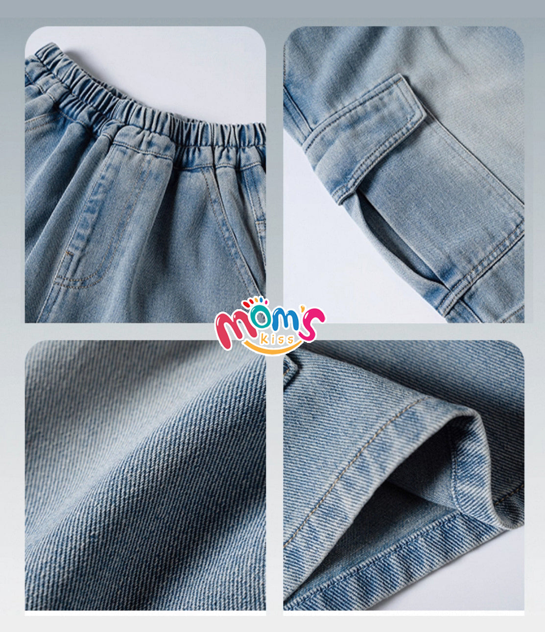 Boys' Loose Denim Shorts for Kids High Quality Korean Style Blue-Gray Maong Casual Denim Middle Pants Public New Year