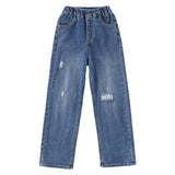 Trendy Street Style Plain Baggy Pants Christmas Party Outfit Casual Loose Fit Denim Pants for Kids Girls