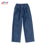 Trendy Street Style Plain Baggy Pants Christmas Party Outfit Casual Loose Fit Denim Pants for Kids Girls