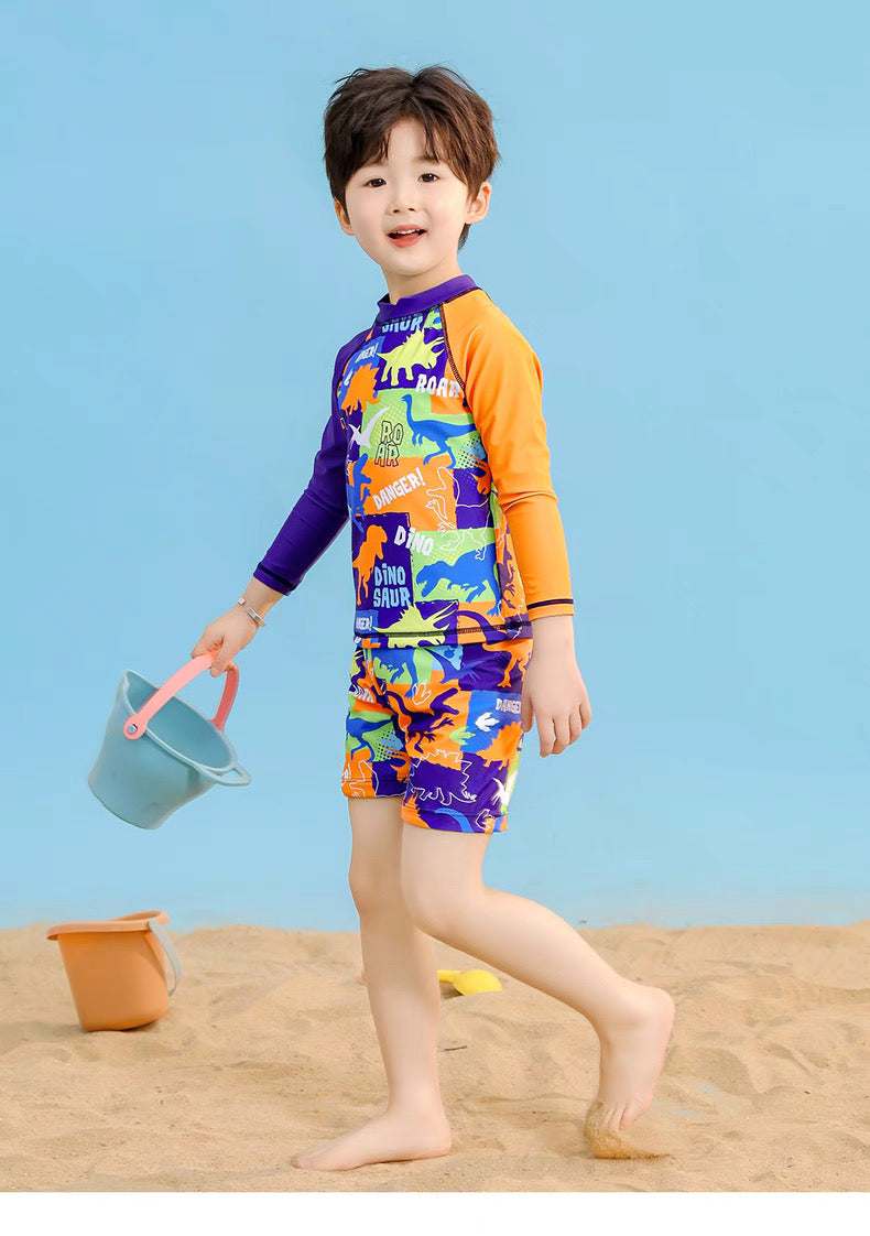3 In 1 Swimsuit With Cap For Kids Boy High Quality Dry Fit Breathable Swimwear Korean Style Beach Outfit For Baby Boys