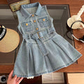 Polo Dress for Kids Girls 3-12 Years Old New Korean Style Collar Casual Birthday Party Graduation OOTD Dress for Girls
