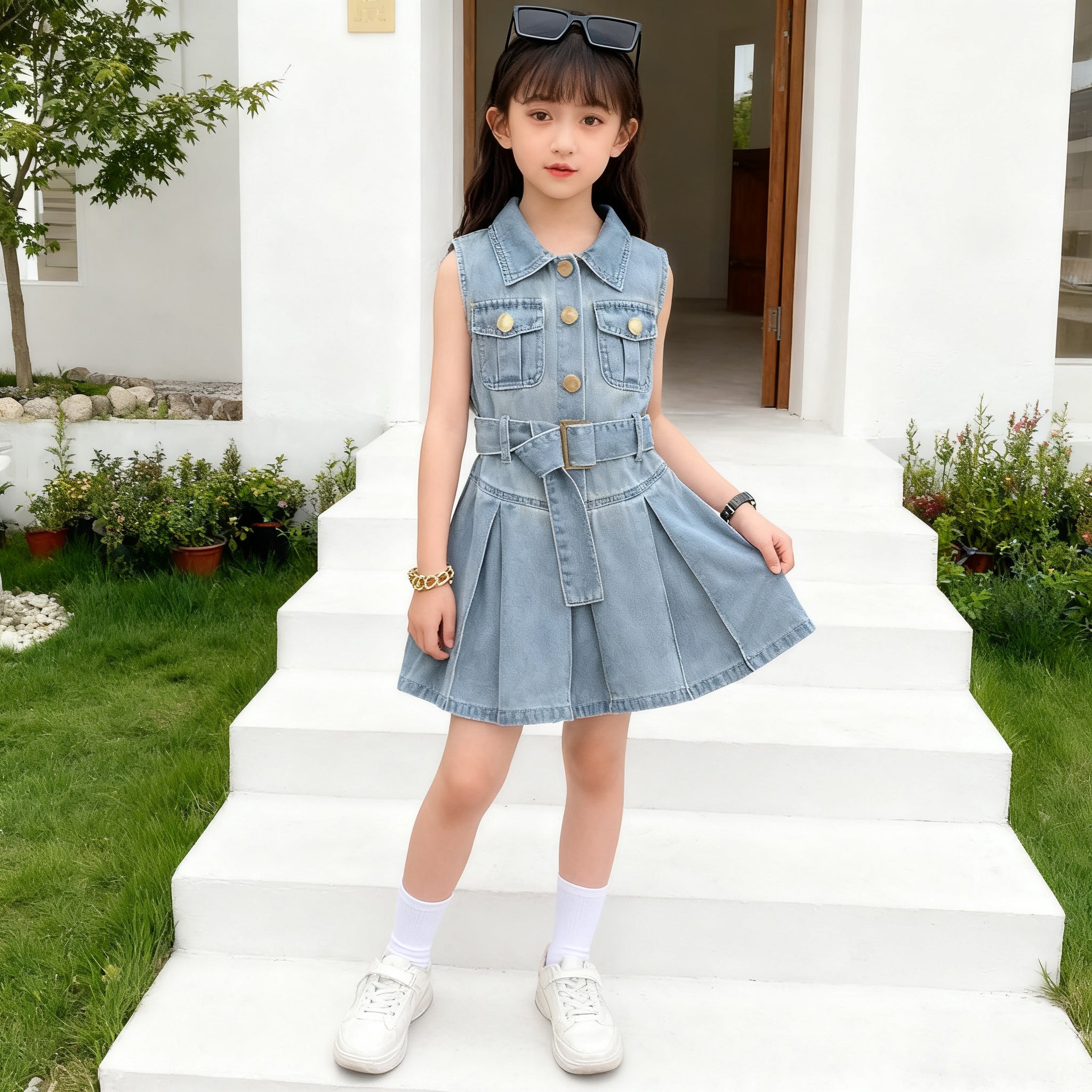Polo Dress for Kids Girls 3-12 Years Old New Korean Style Collar Casual Birthday Party Graduation OOTD Dress for Girls