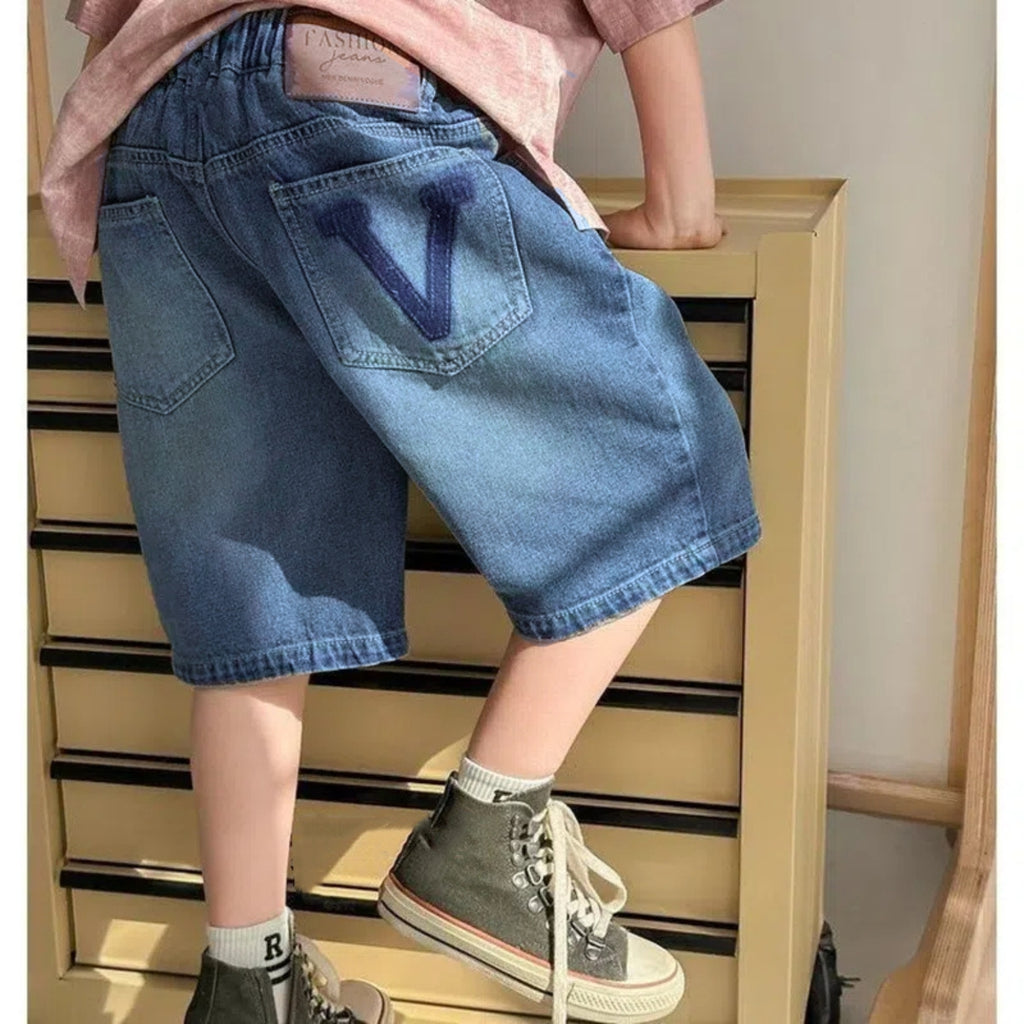 Graduation New Maong Short for Kids Boys Trendy Korean Style Jorts Casual Denim Short for Kids Boys 5-14Y