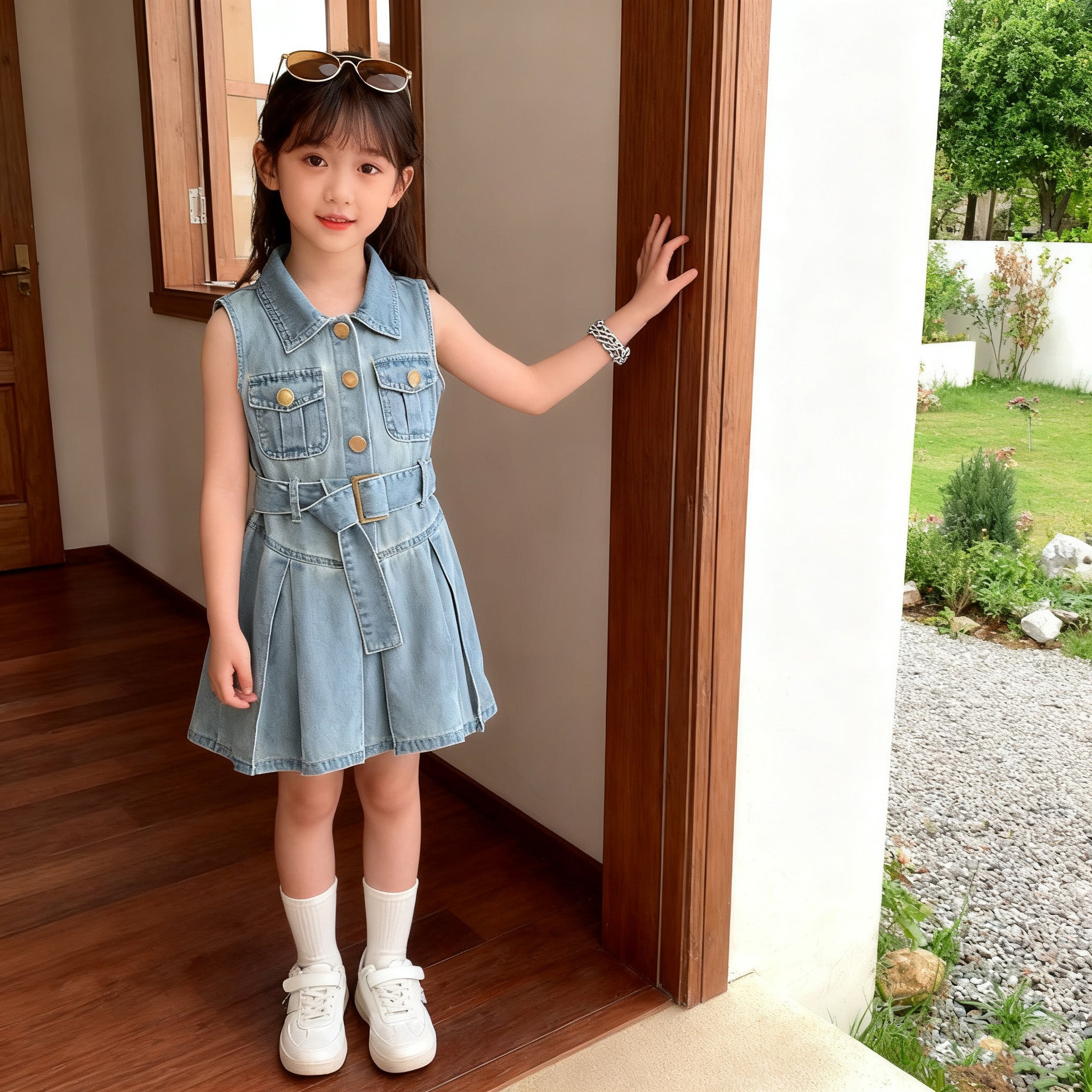 Polo Dress for Kids Girls 3-12 Years Old New Korean Style Collar Casual Birthday Party Graduation OOTD Dress for Girls