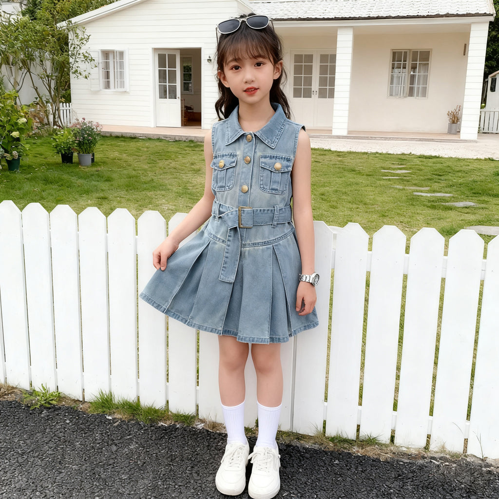Polo Dress for Kids Girls 3-12 Years Old New Korean Style Collar Casual Birthday Party Graduation OOTD Dress for Girls