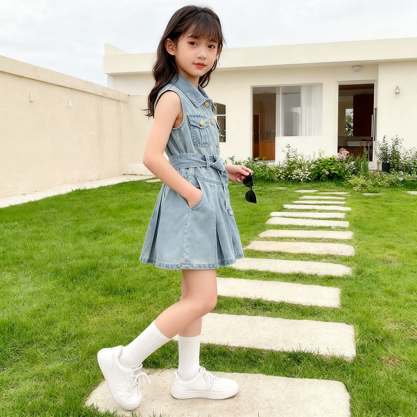 Polo Dress for Kids Girls 3-12 Years Old New Korean Style Collar Casual Birthday Party Graduation OOTD Dress for Girls