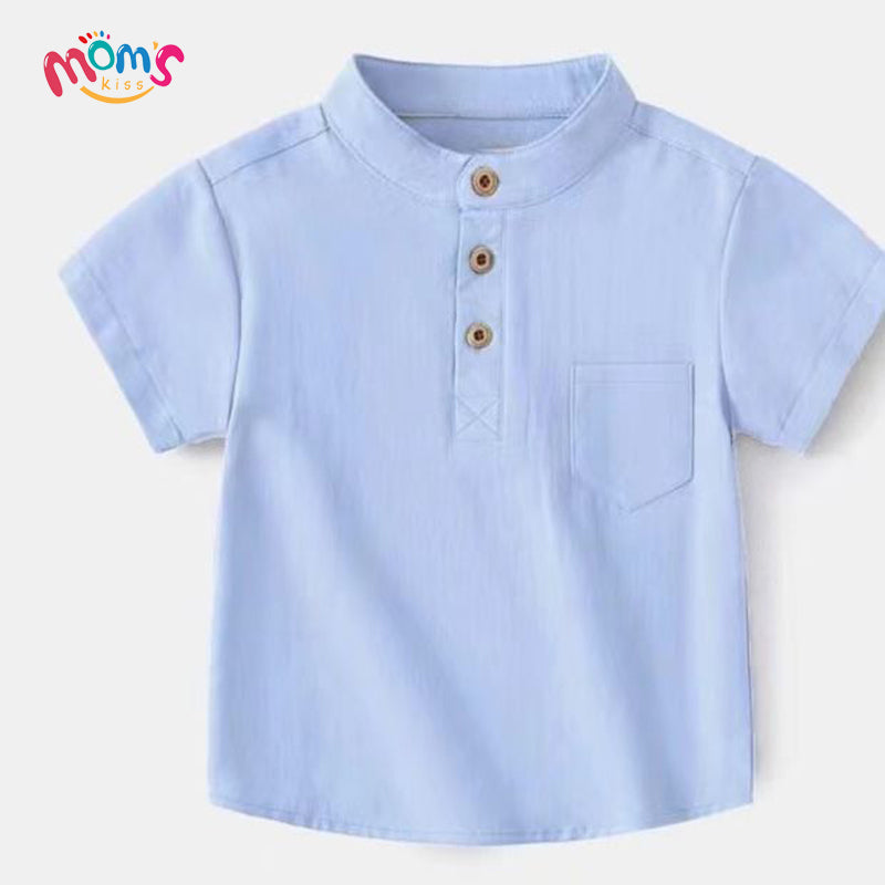 Student Graduation Polo Shirt New Collar Chinese White Plain Collar Polo Shirt for Boys 2-12YGraduation Polo