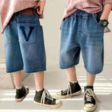 Graduation New Maong Short for Kids Boys Trendy Korean Style Jorts Casual Denim Short for Kids Boys 5-14Y