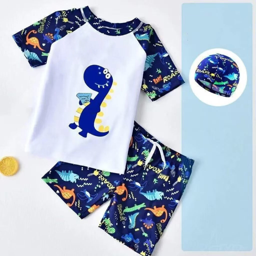 Kids Boys Rashguard 3pcs Set Dinosaur Design High Quality Swimmingwear for Boys Fashion 3-12 yrs old