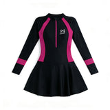 Women's Skirted One-Piece Swimsuit | Long Sleeve Sun-Safe Design, Slimming Fit & Quick-Dry for Pool & Hot Springs