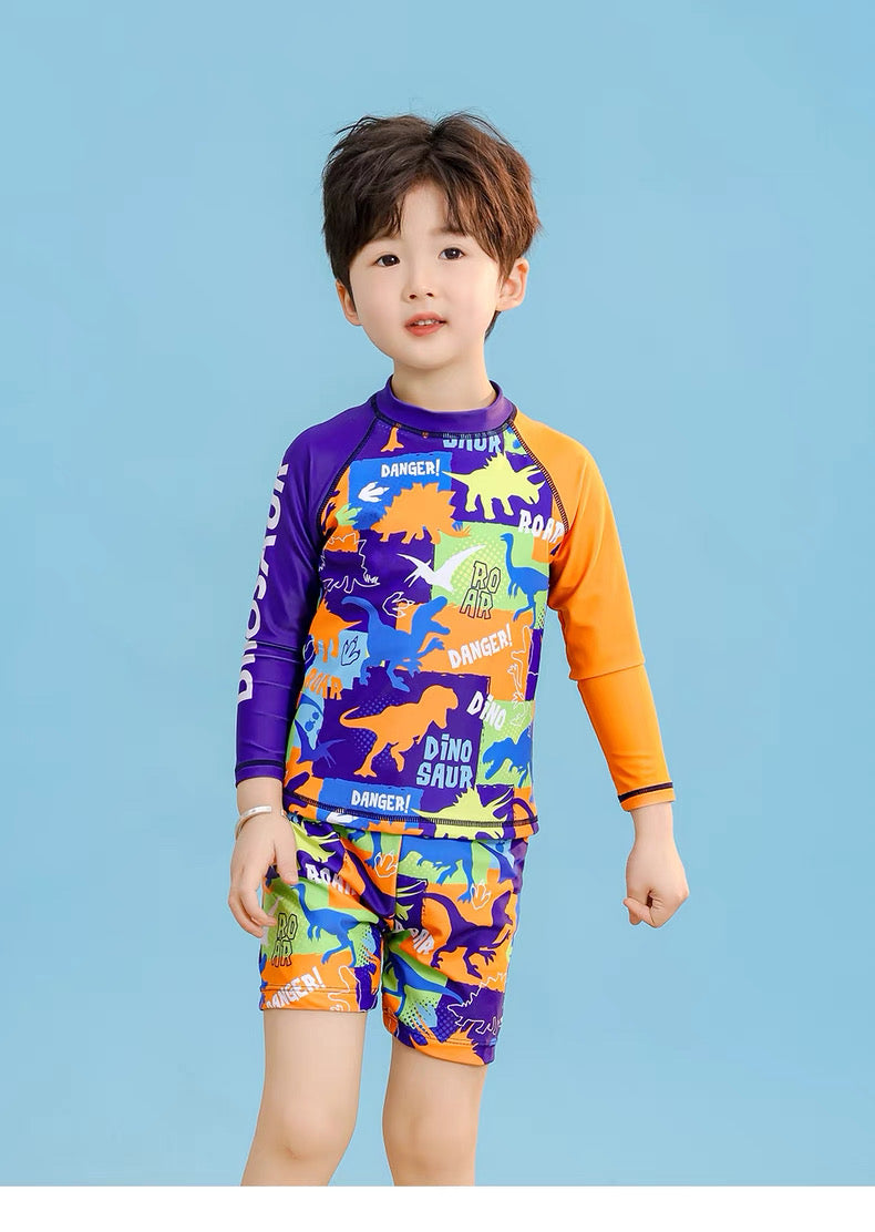 3 In 1 Swimsuit With Cap For Kids Boy High Quality Dry Fit Breathable Swimwear Korean Style Beach Outfit For Baby Boys