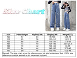 Back to School Korean Style Denim Pants for Kids Girls 3-12Y New Frayed Heart Design Flared Jeans with Pockets Durable Denim Fabric for Everyday Wear