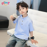 Student Graduation Polo Shirt New Collar Chinese White Plain Collar Polo Shirt for Boys 2-12YGraduation Polo