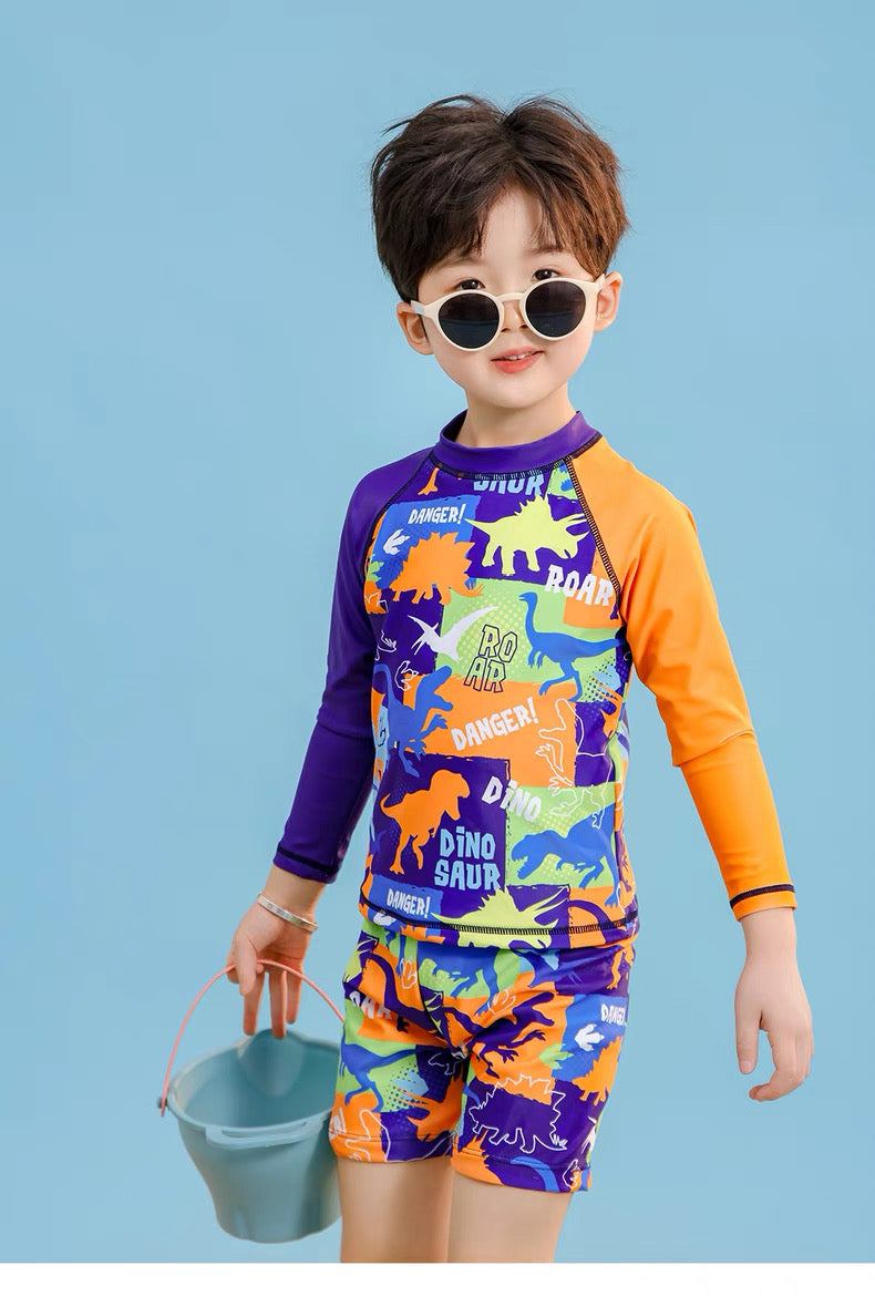 3 In 1 Swimsuit With Cap For Kids Boy High Quality Dry Fit Breathable Swimwear Korean Style Beach Outfit For Baby Boys