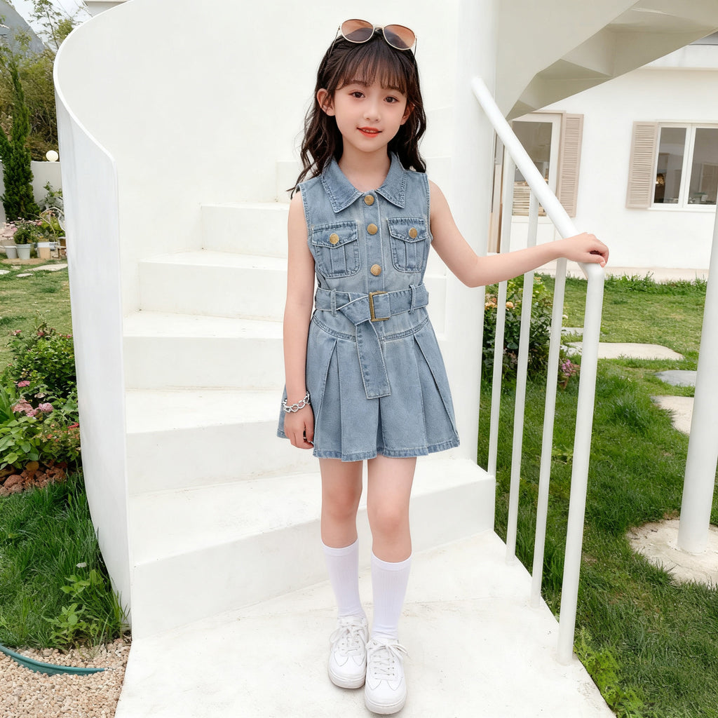 Polo Dress for Kids Girls 3-12 Years Old New Korean Style Collar Casual Birthday Party Graduation OOTD Dress for Girls