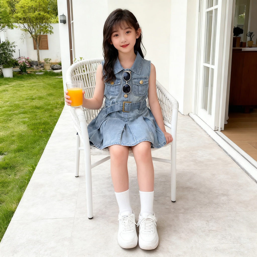 Polo Dress for Kids Girls 3-12 Years Old New Korean Style Collar Casual Birthday Party Graduation OOTD Dress for Girls