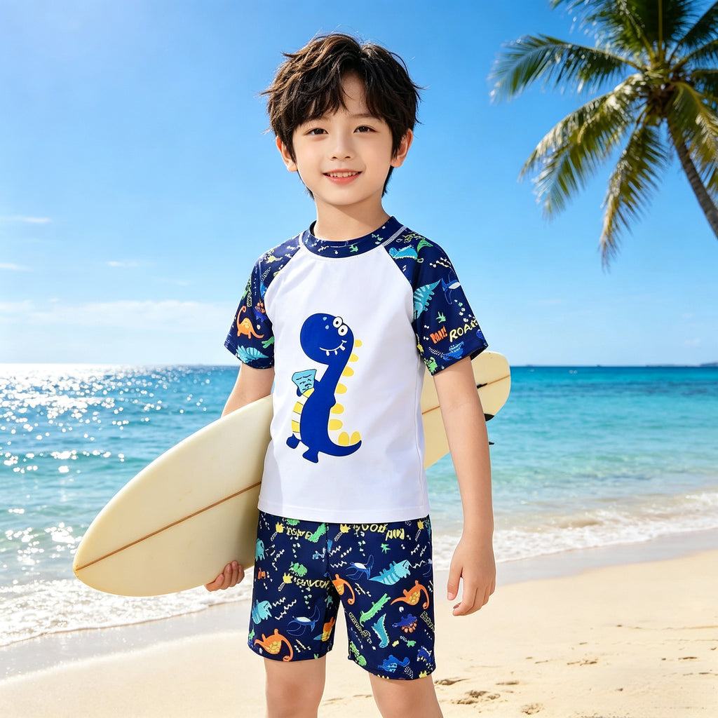 Kids Boys Rashguard 3pcs Set Dinosaur Design High Quality Swimmingwear for Boys Fashion 3-12 yrs old