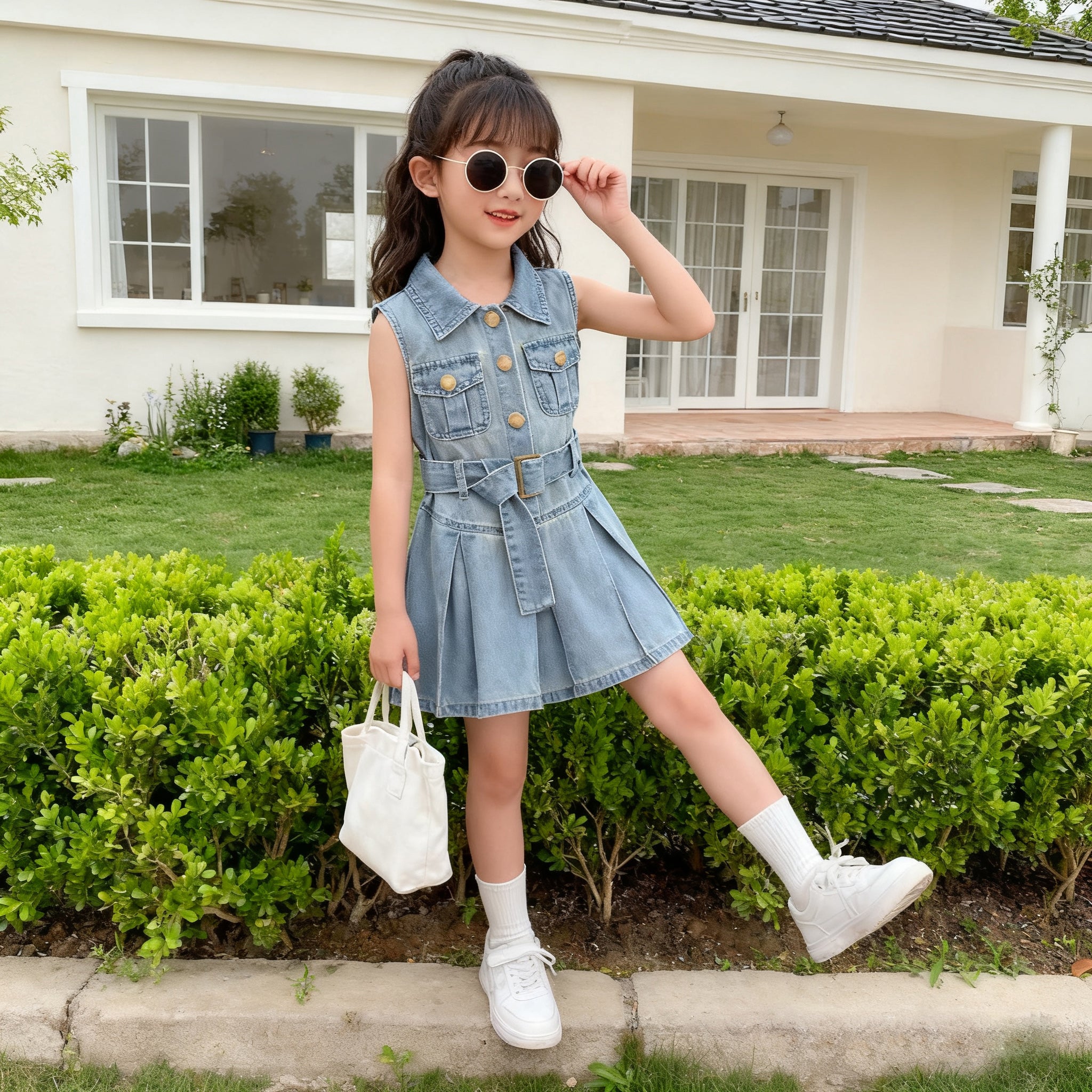 Polo Dress for Kids Girls 3-12 Years Old New Korean Style Collar Casual Birthday Party Graduation OOTD Dress for Girls