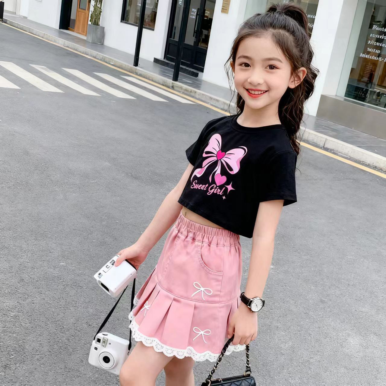 Maong Skirt for Kids Girls 5-12Y Korean Style Cute Ribbon Design Soft Denim Palda for Girls graduation palda for kids girl