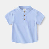 Student Graduation Polo Shirt New Collar Chinese White Plain Collar Polo Shirt for Boys 2-12YGraduation Polo