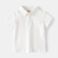 White Plain Polo Shirt for Kids Boys Korean Style Fake Side Pocket Design Casual Cotton Collar Shirt Graduation Polo