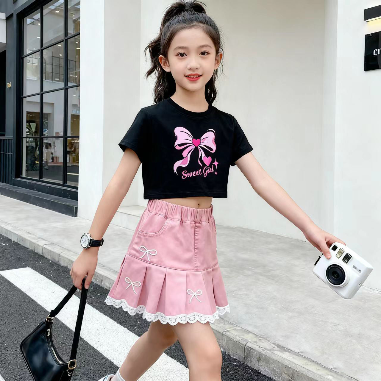 Maong Skirt for Kids Girls 5-12Y Korean Style Cute Ribbon Design Soft Denim Palda for Girls graduation palda for kids girl